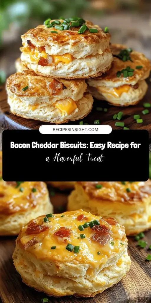 Indulge in the savory goodness of bacon cheddar biscuits, perfect for any meal! These fluffy, homemade treats combine crispy bacon and rich cheddar for an irresistible flavor. Easy to make, they bring warmth and comfort to breakfast, brunch, or as a delightful side. Impress family and friends with your baking skills and enjoy the delightful aromas wafting through your kitchen. Try this simple recipe today! #BaconCheddarBiscuits #HomemadeBaking #ComfortFood #YummyTreats #BiscuitLove