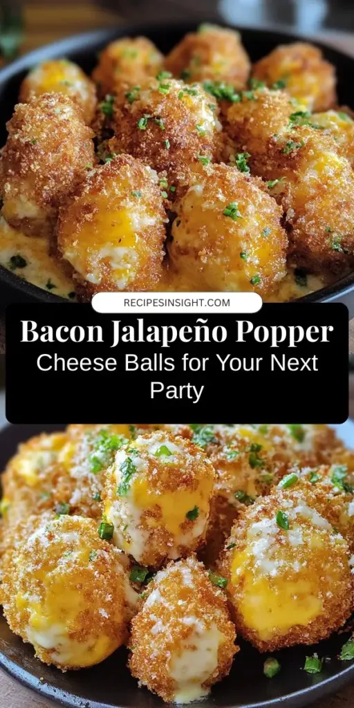 Bring excitement to your next gathering with delicious Bacon Jalapeño Popper Cheese Balls! These flavorful bites blend creamy cheeses, crispy bacon, and spicy jalapeños, creating a crowd-pleasing appetizer for any occasion. Perfect for game days or holiday parties, serve them warm with your favorite dipping sauces for an irresistible treat. Explore the recipe today and impress your guests! #Appetizers #CheeseBalls #PartyFood #GameDaySnacks #SpicyBites #YummyRecipes