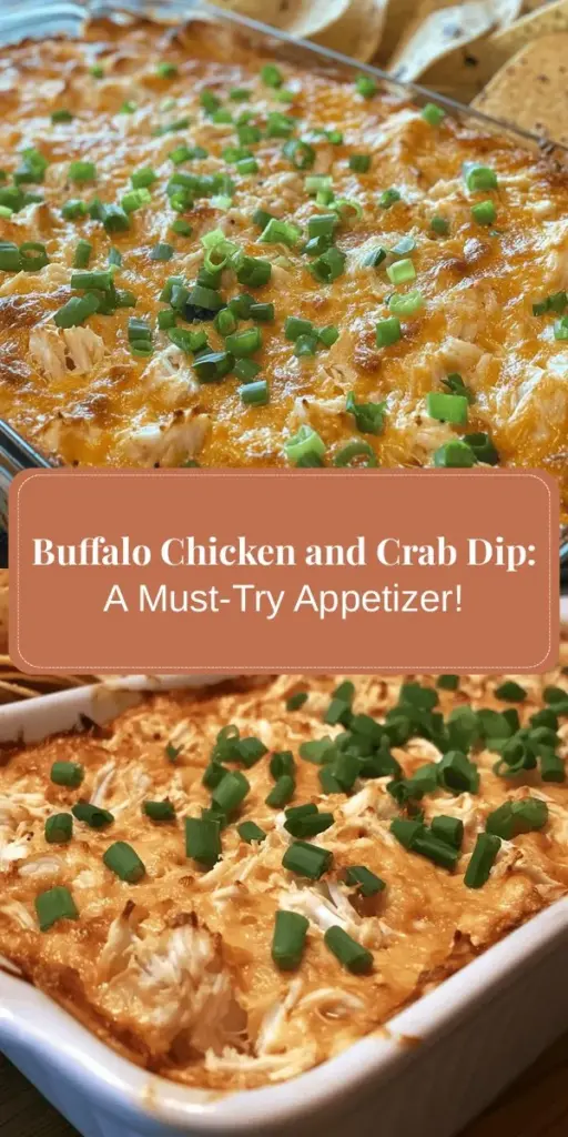 Looking for the ultimate crowd-pleasing appetizer? Try this Easy Buffalo Chicken & Crab Dip with Beer Cheese! Packed with shredded chicken, sweet crab meat, and a zesty buffalo kick, this creamy dip is perfect for game days or gatherings. With simple ingredients and easy preparation, you'll have a dish that keeps everyone coming back for more. Serve it with tortilla chips or toasted bread for a delicious experience! #BuffaloChickenDip #CrabDip #Appetizers #GameDaySnacks #ComfortFood