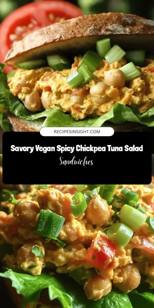 Dive into the delicious world of Vegan Spicy Chickpea Tuna Salad Sandwiches! This satisfying, plant-based twist on a classic is not only quick to make (under 20 minutes!) but also packed with protein and flavor. Enjoy creamy vegan mayo, a kick of Sriracha, and fresh veggies all wrapped in wholesome bread. Perfect for lunches, picnics, or casual gatherings. Try this recipe today and savor the goodness! #VeganRecipes #HealthyEating #PlantBased #ChickpeaSalad #TunaSaladAlternative #QuickMeals