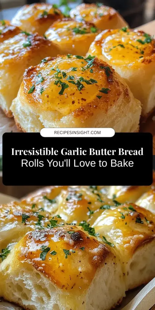 Indulge in the delightful taste of homemade Heavenly Garlic Butter Bread Rolls! This step-by-step recipe guides you through creating irresistibly soft rolls infused with rich garlic butter. Perfect as a side for soups or as a tasty snack, these rolls are sure to impress at any gathering. With simple ingredients and easy-to-follow instructions, you'll have warm, fluffy rolls ready to enjoy in no time! #BreadRolls #GarlicButter #HomemadeBaking #ComfortFood #BakingRecipe #FoodieFun