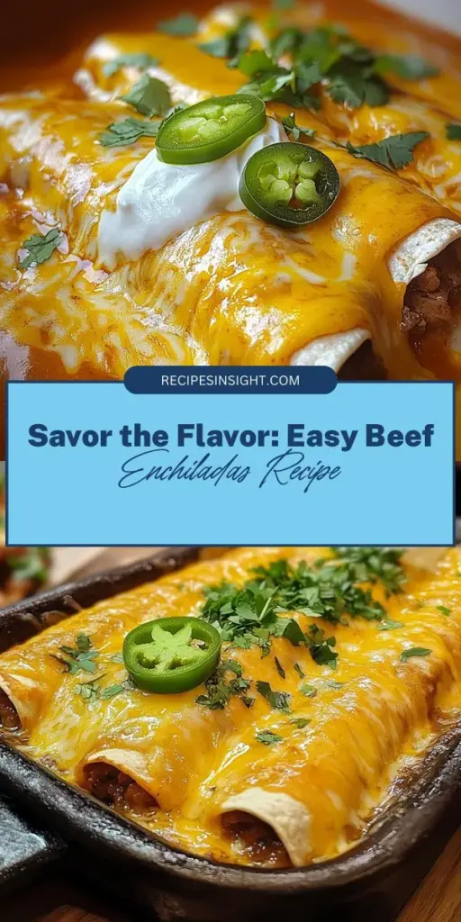 Bring the flavors of Mexico to your kitchen with this easy and delicious recipe for sizzling beef enchiladas. With seasoned ground beef, creamy refried beans, and a rich enchilada sauce wrapped in soft tortillas, this comforting dish is perfect for family meals or festive gatherings. Customize it to your taste with fresh toppings for a truly delightful experience. Dive into this mouthwatering recipe today! #BeefEnchiladas #MexicanCuisine #ComfortFood #HomeCooking #DeliciousRecipes #Foodie #Yummy