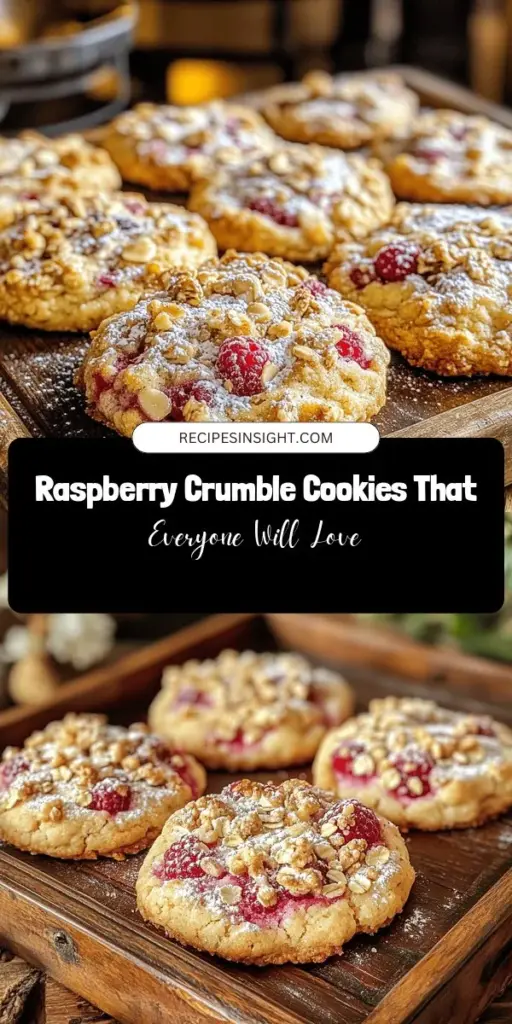 Indulge in the delightful world of raspberry crumble cookies! These fragrant treats combine a soft buttery base with tart raspberries and a crunchy crumble topping, making them perfect for any occasion. Whether warm from the oven or at room temperature, they’re irresistible alongside tea, coffee, or even ice cream! Easy to make year-round, they capture the essence of homemade goodness. Get ready to impress your friends and family! #RaspberryCrumbleCookies #Baking #Desserts #Cookies #Homemade #SweetTreats #Foodie