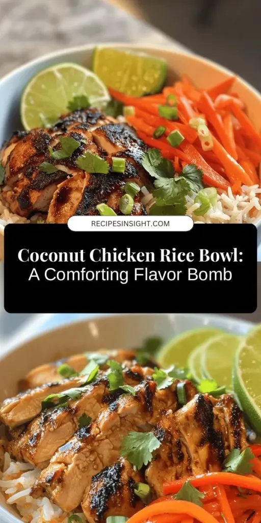 Discover the comforting Coconut Chicken Rice Bowl Delight, a vibrant dish that blends marinated chicken, creamy coconut rice, and colorful veggies for a satisfying meal. Perfect for weeknight dinners or gatherings, this recipe showcases fresh ingredients and simple cooking techniques that elevate your dining experience. Explore the harmonious flavors and textures that will transform your kitchen into a haven of deliciousness. #CoconutChicken #RiceBowl #ComfortFood #HealthyEating #HomeCooking #DinnerIdeas #YummyFood