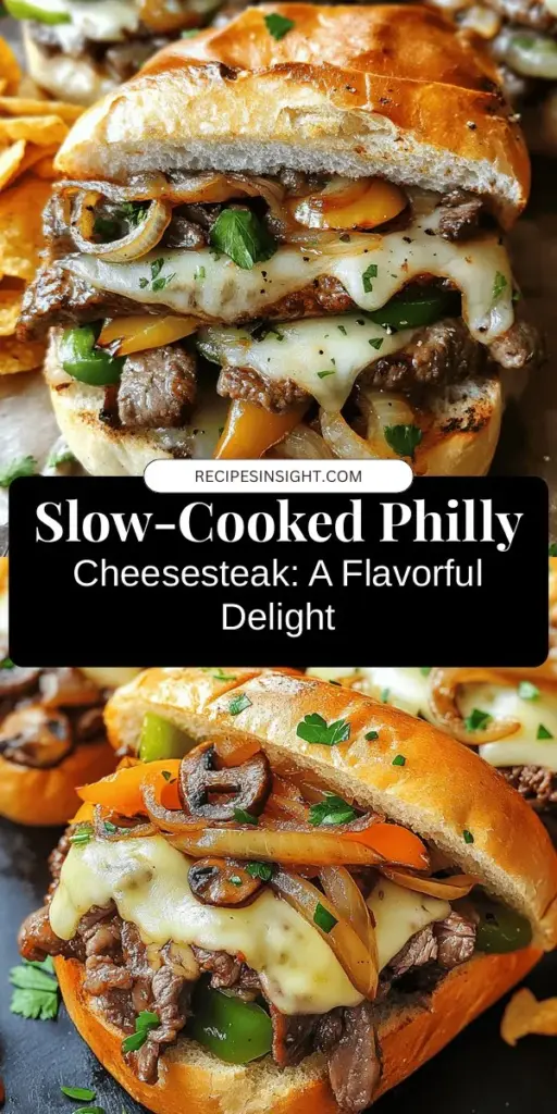 Dive into the delicious world of Slow-Cooked Philly Cheesesteak Delight! This unbeatable twist on a classic sandwich features tender beef, melted cheese, and sautéed veggies, all slow-cooked to perfection. Perfect for busy families or a cozy gathering, this recipe enhances flavors and creates a heartwarming meal rich in history. Gather around the dinner table with this comforting dish that promises satisfaction in every bite! #PhillyCheesesteak #SlowCooking #ComfortFood #Foodie #RecipeIdeas