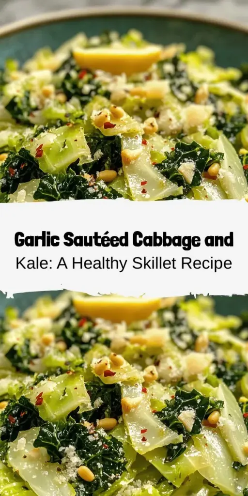 Discover a delicious and nutritious Garlic Sautéed Cabbage Kale Skillet that makes the perfect side for any meal! Packed with vitamins A, C, and K, this dish combines the earthy flavors of kale and the sweetness of cabbage with the rich taste of garlic and a splash of lemon juice. It's simple to prepare and ready in no time, making it ideal for busy weeknights. Elevate your meals with this vibrant recipe! #HealthyEating #VegetarianRecipes #Kale #Cabbage #SideDish #QuickRecipes