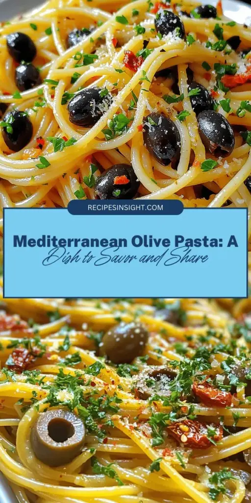 Discover the essence of Mediterranean cooking with Savory Olive Pasta Delight! This vibrant dish features briny olives, sweet sun-dried tomatoes, and aromatic herbs, creating a perfect balance of flavors. Easy to prepare, it's ideal for a weeknight dinner or casual gathering. Embrace fresh ingredients and nourishing choices that satisfy your palate and promote health. Dive into this flavorful journey and bring the Mediterranean to your table! #MediterraneanCuisine #PastaLovers #HealthyRecipes #CookingAtHome #Foodie