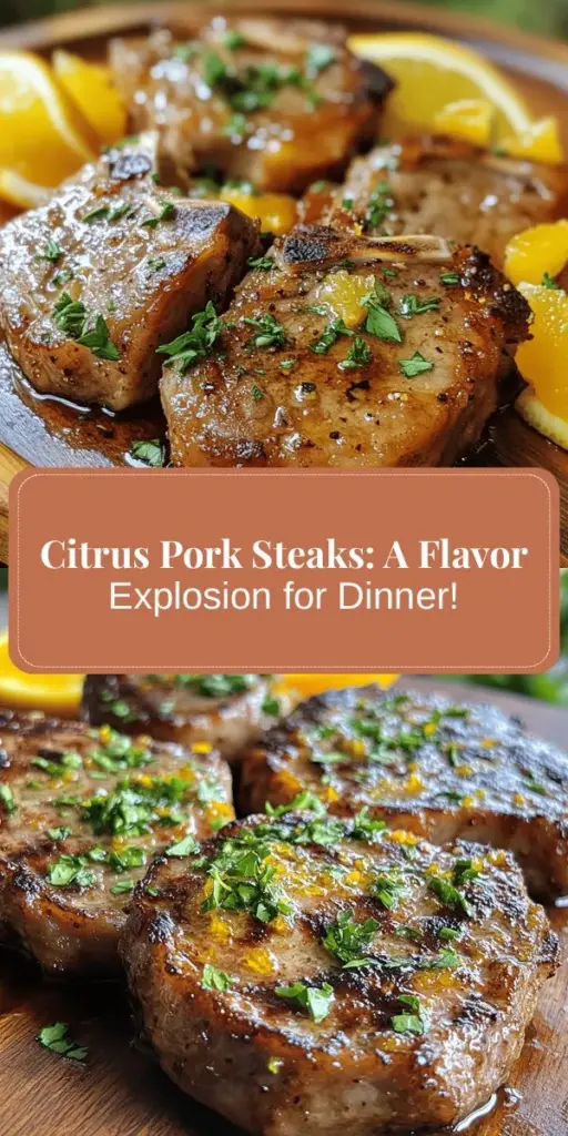 Spice up your dinner routine with Sizzling Citrus Pork Steaks! This easy recipe combines juicy pork with zesty orange and lime for a flavor explosion that's perfect for any occasion. Marinate for maximum flavor and enjoy the tender, succulent results. Great for weeknight meals or gatherings! Pair with roasted veggies or a fresh salad for a complete meal. Get ready to impress your guests! #PorkSteaks #CitrusRecipe #DinnerIdeas #CookingAtHome #Foodie