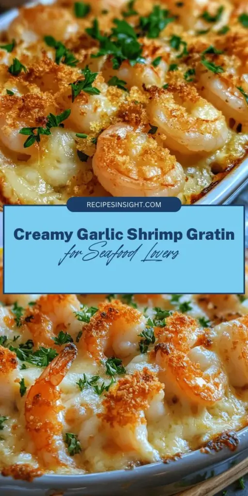 Dive into the deliciousness of Savory Garlic Shrimp Gratin, a seafood lover's dream! This creamy, garlicky dish features succulent shrimp in a rich sauce, topped with a crispy breadcrumb layer for the perfect texture. Ideal for weeknight dinners or special occasions, this dish is easy to prepare and will impress guests. Get ready to savor every bite! Discover how to make this delightful gratin today. #ShrimpGratin #SeafoodLovers #ComfortFood #EasyRecipes #Yummy