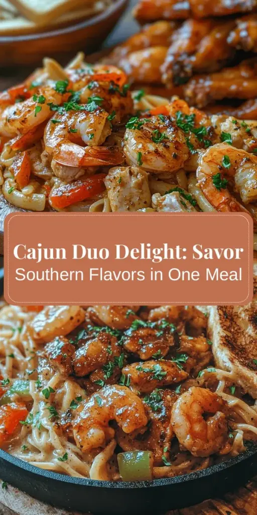 Embark on a culinary adventure with our Cajun Duo Delight, featuring a mouthwatering Cajun Chicken and Shrimp Pasta alongside sweet and savory Honey Garlic Wings and crispy Texas Toast. This Southern-inspired meal is perfect for gatherings, blending bold flavors and cultural heritage. Discover key ingredients, cooking tips, and the rich stories behind this vibrant cuisine. Share joy, flavor, and family moments at your table! #CajunCuisine #SouthernCooking #ComfortFood #Foodie #Recipes #CookingAtHome #FamilyDinner #CajunDuoDelight