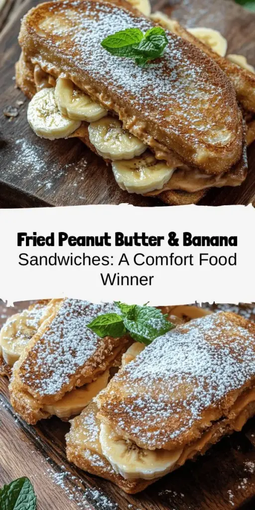 Dive into the comfort of fried peanut butter and banana sandwiches—a delightful treat that combines creamy peanut butter, sweet bananas, and crispy golden bread. Perfect for breakfast, snacks, or dessert, this simple recipe can be whipped up in minutes and is loved by all ages. Elevate your sandwich with optional ingredients like cinnamon or honey for an added twist. Enjoy this timeless classic today! #ComfortFood #PeanutButter #BananaSandwich #RecipeIdeas #FoodieFun