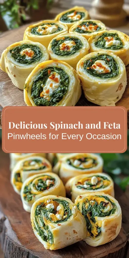 Indulge in these Savory Spinach and Feta Pinwheels, perfect for parties or a quick snack! These vibrant, bite-sized treats combine fresh spinach, creamy feta, and rich cream cheese for a delightful blend of flavors. Plus, they're nutritious and easy to customize! Serve them warm or cold, and pair with your favorite dip for an extra kick. Get ready to impress your guests and yourself! #pinwheels #spinachrecipes #feta #snackideas #healthyrecipes #partyfood #appetizers