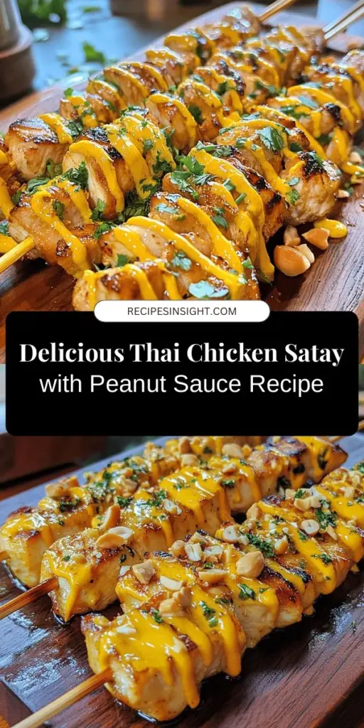 Discover the delicious world of Thai cuisine with this Savory Thai Chicken Satay recipe! Featuring tender grilled chicken marinated in a blend of soy sauce, spices, and herbs, this dish is perfect for any occasion. Serve it with a rich peanut sauce for an unforgettable taste experience. Ideal for family gatherings or barbecues, this satay will impress your guests! Try it today! #ThaiCuisine #ChickenSatay #StreetFood #Grilling #PeanutSauce #YummyRecipes #Foodie