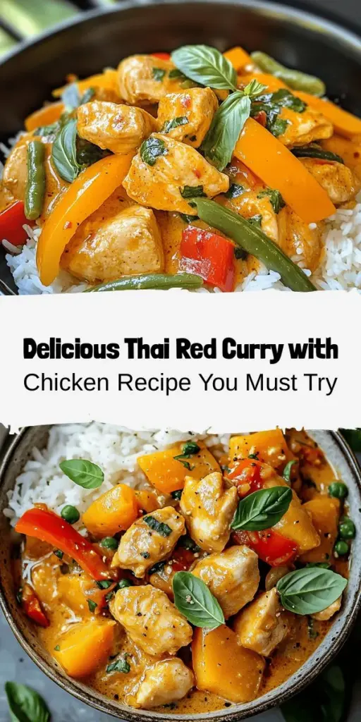 Discover the magic of Thai cuisine with this Exquisite Thai Red Curry with Chicken recipe! This dish combines tender chicken thighs, fragrant herbs, and a creamy coconut milk sauce infused with red curry paste, creating a perfect harmony of flavors. Serve it over fluffy jasmine rice and enjoy a culinary adventure right at home. Perfect for impressing family and friends! #ThaiCurry #RedCurry #AsianCuisine #CookingAtHome #Foodie #ComfortFood