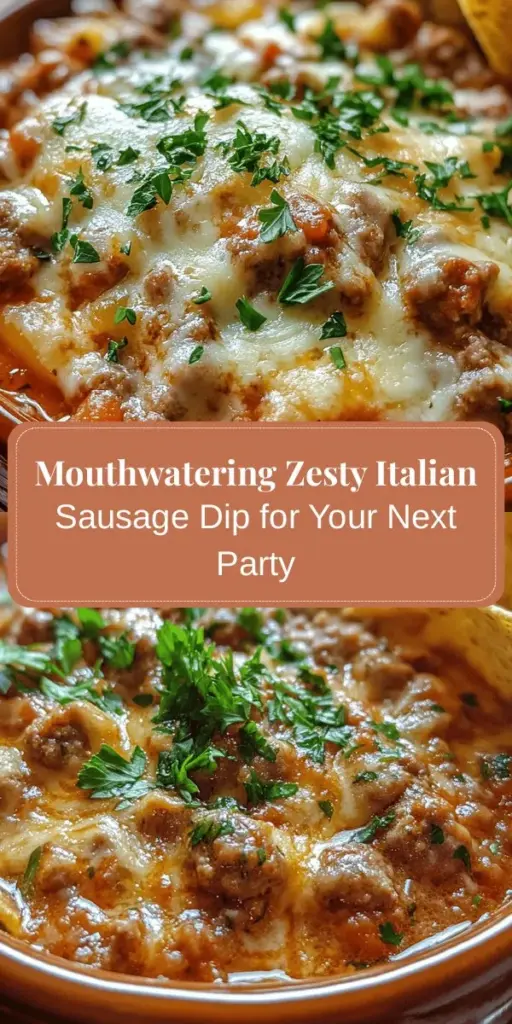 Elevate your next gathering with a creamy and flavorful Zesty Italian Sausage Dip! Made with savory Italian sausage, cream cheese, and marinara sauce, this dip is perfect for game nights, barbecues, or holiday parties. Pair it with tortilla chips or sliced baguette for the ultimate snacking experience. Easy to prepare and sure to impress, it’s the ultimate crowd-pleaser. Get ready to dive into deliciousness! #ItalianSausageDip #PartyAppetizers #Dips #Foodie #GameNightSnacks #ComfortFood