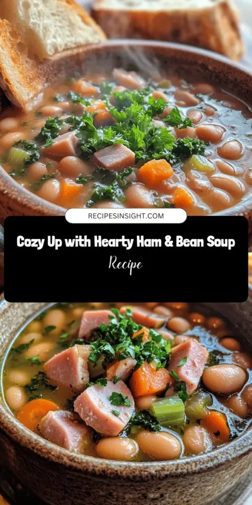 Warm up with a bowl of Hearty Ham & Bean Soup, the ultimate comfort food! This timeless recipe combines leftover ham, dried beans, and fresh vegetables for a deliciously robust meal. Packed with protein and nutrients, it's perfect for chilly evenings or family gatherings. Sauté onions, garlic, and veggies, simmer with broth, and enjoy a heartwarming dish that nourishes body and soul. Try it today! #SoupSeason #HamAndBeanSoup #ComfortFood #HealthyEating #CozyMeals