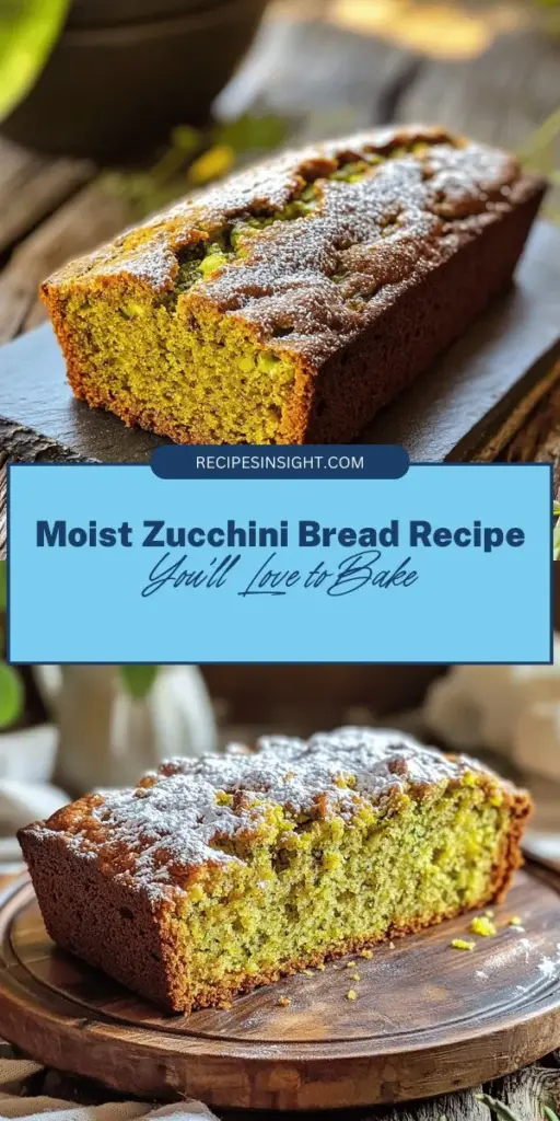 Discover the joy of baking with this delightful zucchini bread recipe! Perfectly moist, this quick bread uses grated zucchini for a tender texture and a subtly sweet flavor. Not only can you enjoy it plain, but it’s also versatile enough to include nuts or chocolate chips. Whether you're gluten-free or vegan, this recipe can be easily adapted to fit your needs. Enjoy a slice for breakfast or a snack, and savor the wholesome goodness! #ZucchiniBread #Baking #HealthyRecipes #HomemadeTreats #BakingAtHome