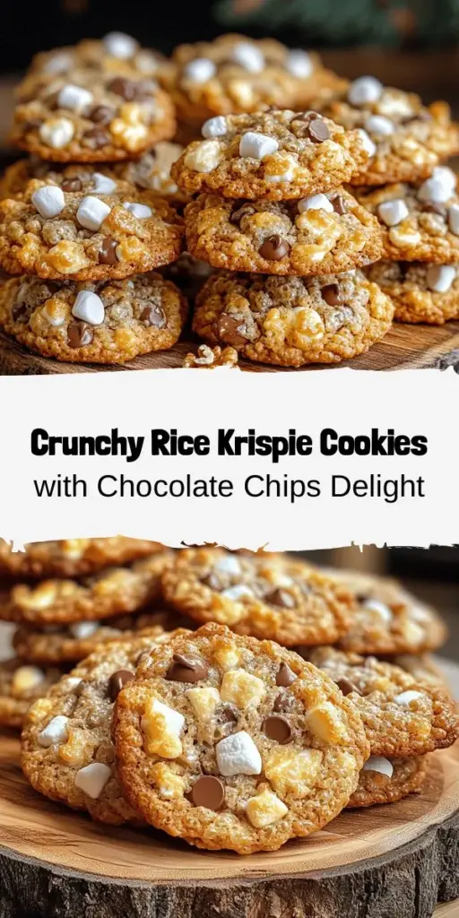 Indulge in nostalgia with Crunchy Rice Krispie Cookies featuring chocolate chips! This delightful recipe blends the classic Rice Krispie treat crunch with the sweetness of chocolate for a unique texture experience. Perfectly easy to make, these cookies are great for family gatherings or a sweet treat for yourself. Customize with nuts or mini marshmallows for extra fun! Bake a batch today and enjoy the deliciousness! #RiceKrispieCookies #Baking #Dessert #ChocolateChips #EasyRecipe #CookieRecipe #SweetTreats