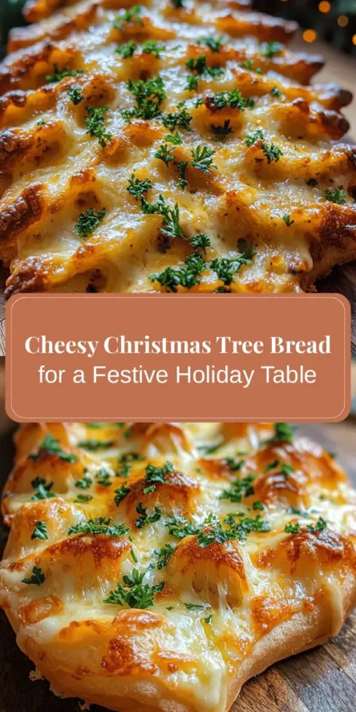 Make your holiday gatherings unforgettable with this Cheesy Christmas Tree Bread! This festive treat not only dazzles as a centerpiece but also boasts gooey melted cheese and the irresistible aroma of fresh herbs. Perfect for parties, potlucks, or cozy family nights, it's easy to make and invites everyone to pull apart their own cheesy branch. Add joy and flavor to your celebrations this season! #ChristmasRecipes #HolidayBaking #CheesyBread #FestiveFood #CookingTogether #HolidayGatherings #FoodArt