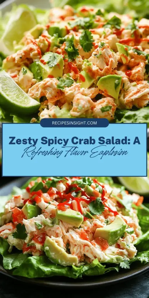Discover the vibrant taste of Zesty Spicy Crab Salad, a perfect blend of fresh crab meat, creamy avocado, and a kick of zesty dressing. This delightful dish is versatile enough for any occasion, whether it's a casual family dinner or an elegant gathering. Packed with flavor and nutritional benefits, it's a favorite for seafood lovers and health-conscious eaters. Try this refreshing salad today! #CrabSalad #Seafood #HealthyEating #SummerRecipes #Foodie
