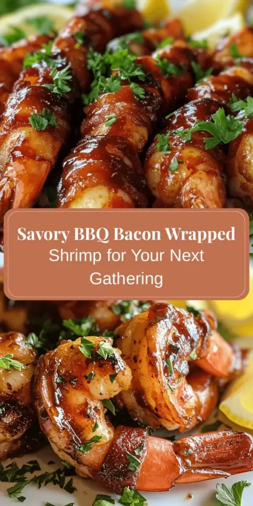 Discover the mouthwatering delight of BBQ Bacon Wrapped Shrimp! This easy-to-make dish combines succulent shrimp with smoky, crispy bacon and a flavorful BBQ sauce, making it perfect for appetizers or main courses. Ideal for casual dinners or festive gatherings, it guarantees to impress your guests. Serve it alongside fresh veggies or coleslaw for a complete meal. Elevate your cooking with this delicious recipe! #BBQBaconWrappedShrimp #SeafoodLovers #DeliciousRecipes #PartyFood