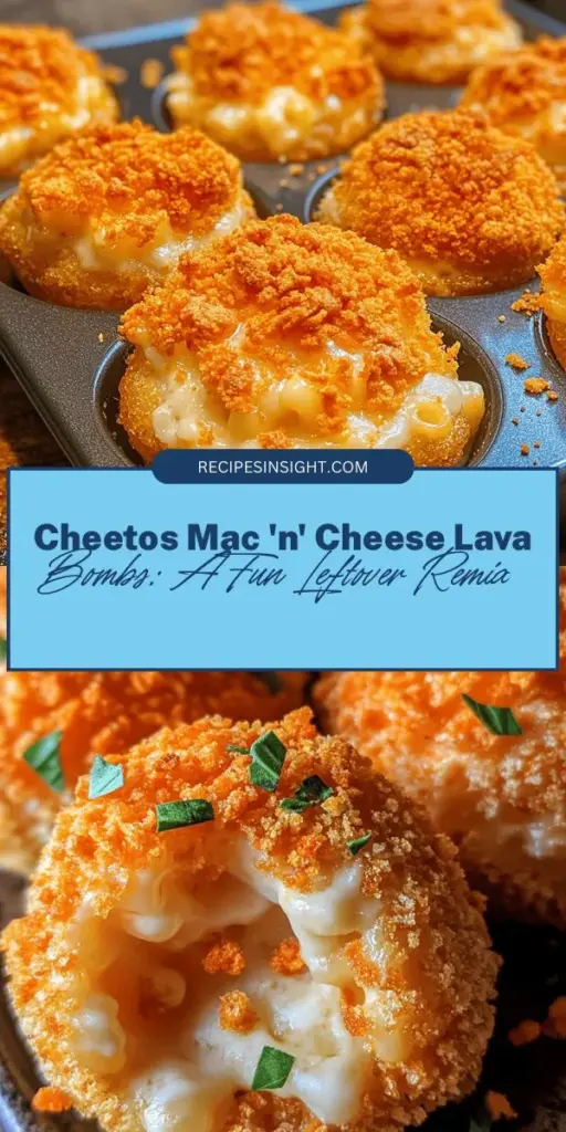 Transform your leftover mac and cheese into a fun and delicious treat with Cheetos Leftover Mac 'n' Cheese Lava Bombs! These crispy, gooey bites are perfect for any occasion, packing a flavorful punch that will impress friends and family alike. Combine cheesy goodness with crunchy Cheetos for a unique twist on comfort food that's easy to make. Say goodbye to food waste and hello to creativity in the kitchen! #ComfortFood #LeftoverRecipes #CheetosLavaBombs #HomeCooking #FoodWasteReduction #SnackIdeas #CheesyGoodness #CulinaryCreativity