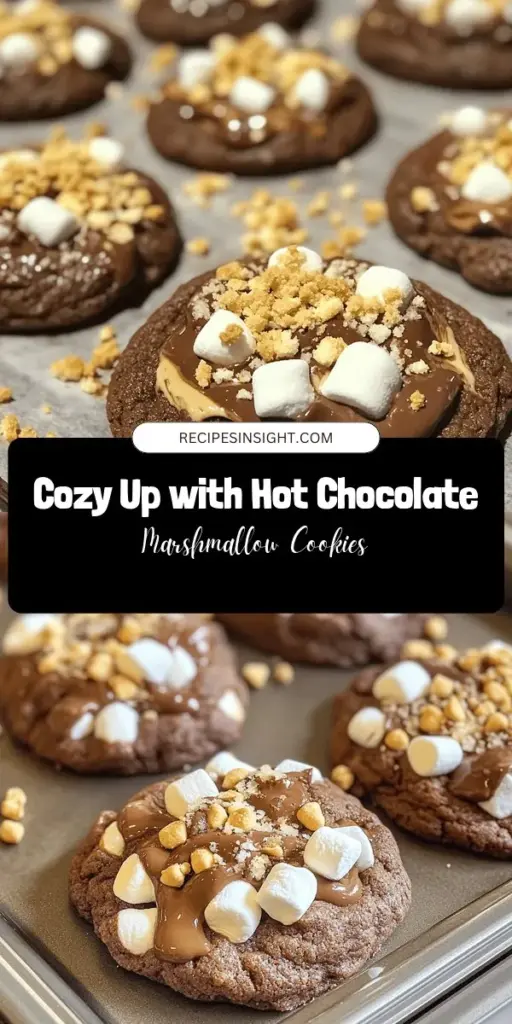 Warm up your winter with these irresistible Hot Chocolate Marshmallow Cookies! Combining the cozy flavors of hot cocoa with the fun of marshmallows and chocolate chips, this easy recipe is perfect for holiday gatherings or a sweet treat any day. Bake soft, chewy cookies topped with crunchy graham crackers for a delightful twist. Share them with loved ones or enjoy a moment of indulgence. Get ready to create delicious memories! #HotChocolateCookies #CookieRecipe #BakingJoy #DessertLovers #HolidayTreats