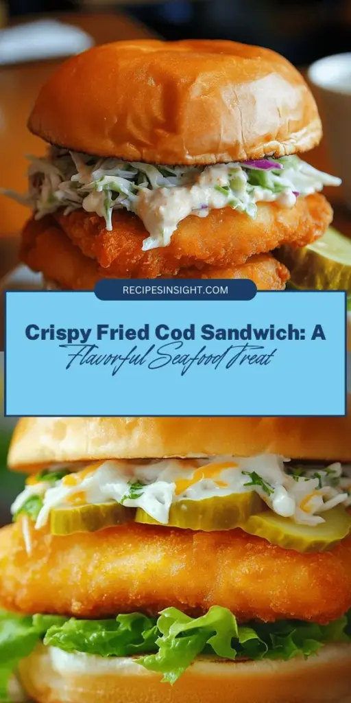 Discover the ultimate crispy fried cod fish sandwich recipe that brings the taste of the ocean right to your kitchen! This delightful sandwich features flaky cod fillets encased in a golden, crunchy coating, served on soft brioche buns with coleslaw and tangy tartar sauce. Elevate your meal with simple tips and tricks for perfect frying and flavor combinations. Enjoy this versatile dish that everyone will love! #CrispyCod #FishSandwich #HomemadeDelight #SeafoodLovers #EasyRecipes