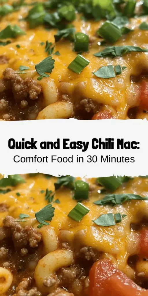 Discover the ultimate comfort food with this Quick & Easy Chili Mac Dinner recipe! This hearty dish merges the flavors of chili and creamy macaroni, creating a satisfying meal ready in just 30 minutes. Perfect for family dinners or cozy nights in, Chili Mac offers endless customization to suit your taste preferences. Dive into the rich flavors and nutritious ingredients that make this a go-to favorite. Try it tonight! #ChiliMac #ComfortFood #QuickRecipes #OnePotMeal #DinnerIdeas
