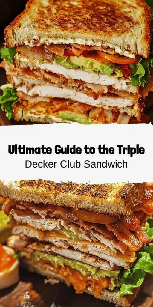 Looking to impress at your next meal? Try making the Ultimate Triple Decker Delight Club Sandwich! This guide combines layers of fresh turkey, crispy bacon, creamy avocado, and vibrant vegetables all stacked between toasted whole grain bread. With flavorful spreads and careful layering, you'll create a satisfying masterpiece that's both nutritious and delicious. Perfect for lunch or a casual gathering! #ClubSandwich #Foodie #Yummy #SandwichRecipe #HealthyEating #CookingTips #TripleDecker #Delicious