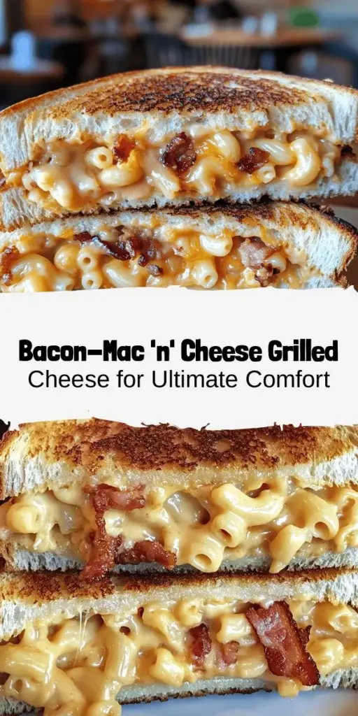 Indulge in the heavenly Bacon-Mac 'n' Cheese Grilled Cheese Delight for your next meal! This recipe combines creamy mac 'n' cheese, crispy bacon, and melty cheddar, all perfectly grilled between slices of buttery bread. It's quick to prepare and guaranteed to satisfy your comfort food cravings. Discover how to craft this gooey, flavorful sandwich and elevate your lunch or dinner game to new heights! #ComfortFood #GrilledCheese #MacAndCheese #BaconLovers #Foodie #EasyRecipes