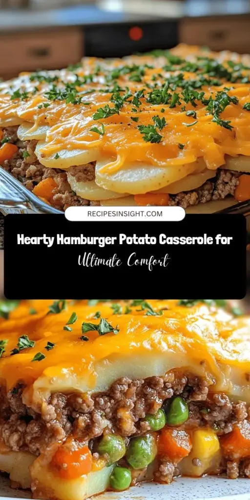 Savor the warmth of home with this Flavor-Packed Hamburger Potato Casserole! Perfect for family dinners, this one-dish wonder combines ground beef, tender potatoes, and creamy cheese for a comforting meal everyone will love. Plus, its versatility means you can customize it to fit any dietary needs! Quick to prepare and sure to please, this casserole is a must-try. Whip it up for your next gathering! #ComfortFood #Casserole #DinnerIdeas #HomeCooking #FamilyMeals #EasyRecipes #Foodie