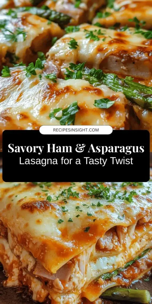 Elevate your dinner with this Savory Ham & Asparagus Lasagna! A delightful twist on a classic favorite, this recipe layers tender noodles, creamy cheese, and savory ham, balanced with fresh asparagus for a burst of flavor. Perfect for gatherings or family dinners, it's sure to impress! Discover the step-by-step preparation, ingredient tips, and flavor-enhancing herbs to make this dish a standout at your table. #Lasagna #ComfortFood #RecipeIdeas #HomeCooking #Foodie