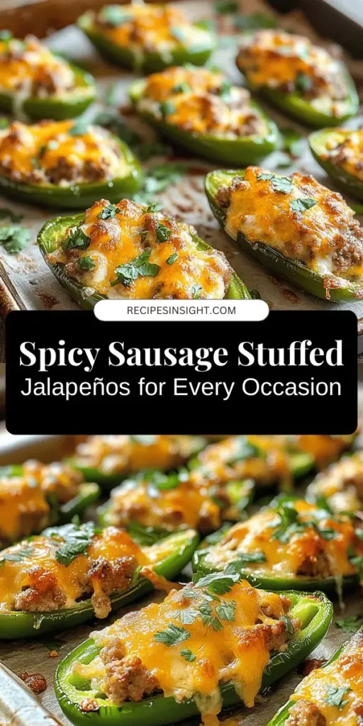 Spice up your next gathering with these delicious Sausage Stuffed Jalapeños! This popular appetizer combines the heat of fresh jalapeños with a rich sausage filling, cream cheese, and melty cheddar for a perfect blend of flavor. Whether you're hosting a party or having a cozy night in, these stuffed peppers are sure to impress. Learn how to make them step by step and customize the spice to your liking. #SausageStuffedJalapeños #Appetizer #SpicyFood #PartyFood #Yummy