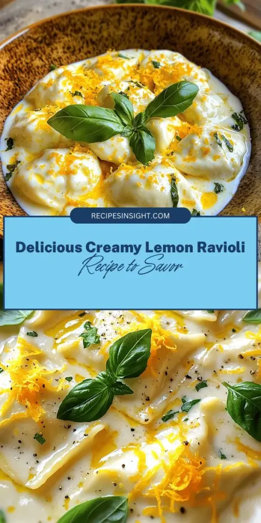 Discover the bliss of Creamy Lemon Ravioli, a delightful blend of rich cream and zesty lemon that perfectly showcases Italian flavors. This easy recipe is ideal for any occasion, promising a gourmet experience at home. Learn about fresh ravioli, creamy sauces, and how to elevate your dish with simple ingredients. Try serving it with a refreshing salad or a crisp white wine for the perfect pairing! #CreamyLemonRavioli #ItalianCuisine #EasyRecipes #PastaLovers #HomeCooking #GourmetDinner