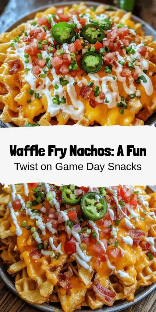 Elevate your snack game with Waffle Fry Nachos! These crispy, golden waffle fries are topped with melted cheese, savory bacon, fresh pico de gallo, and customizable toppings to suit any taste. Perfect for game days or casual gatherings, this fun twist on traditional nachos promises to please everyone. Get creative with your toppings and enjoy a savory snack that’s as delicious as it is easy to make! #WaffleFryNachos #SnackIdeas #GameDayFood #ComfortFood #FoodieFun #Yummy