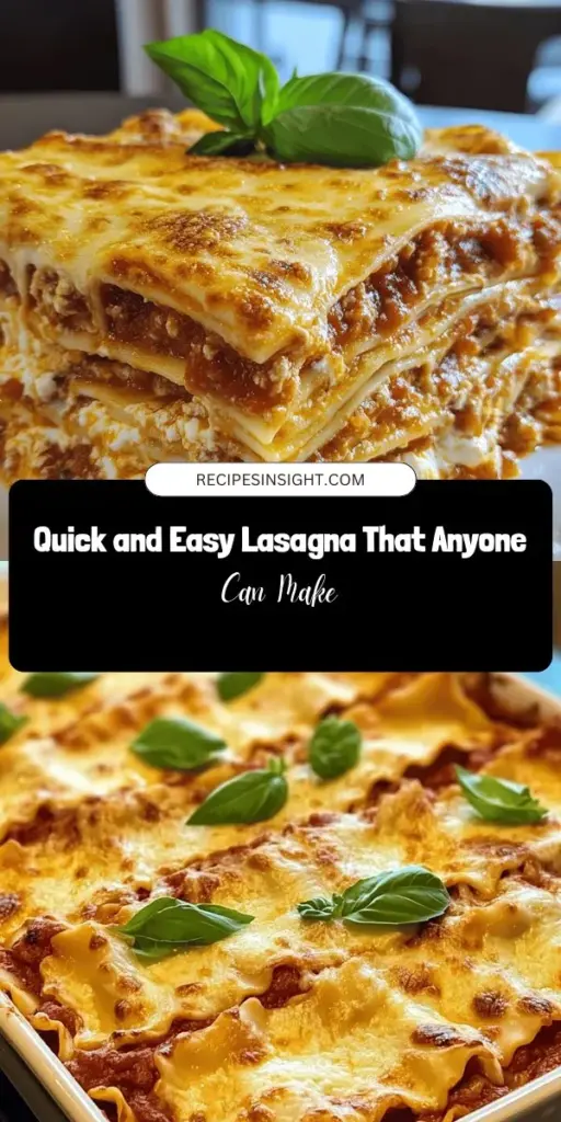 Discover the joy of homemade comfort food with this Easy Breezy Lasagna recipe! Perfect for busy weeknights, this dish uses no-boil noodles for quick prep and amazing flavor. Layer rich cheeses, savory marinara, and spices for a delightful experience. Family-friendly and versatile, you can customize with veggies or meats. Enjoy delicious bites and create lasting memories around the table. #Lasagna #EasyRecipes #ComfortFood #Homemade #ItalianCuisine #FamilyMeals