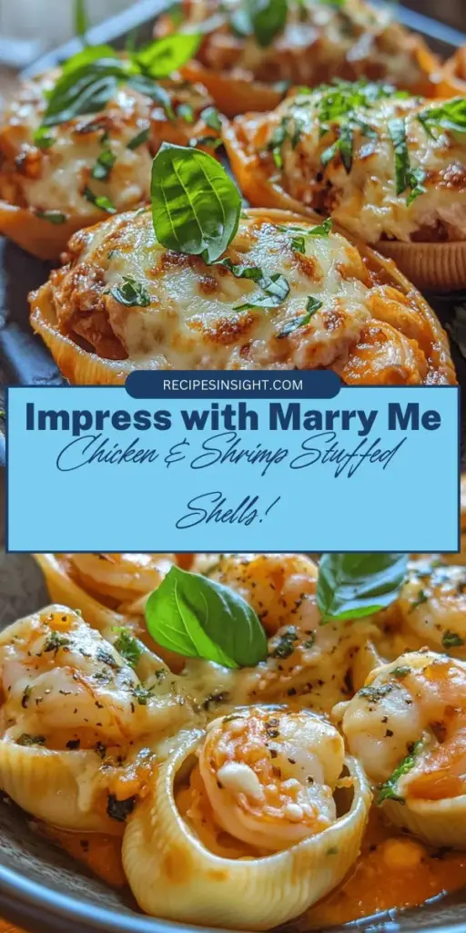 Discover the irresistible taste of Marry Me Chicken & Shrimp Stuffed Shells! This heartwarming dish combines tender chicken, succulent shrimp, and a creamy blend of cheeses, all nestled in jumbo pasta shells and smothered in marinara sauce. Perfect for weeknight dinners or special occasions, it's guaranteed to impress your loved ones. Dive into a culinary adventure that's as easy to make as it is delicious! #MarryMeChicken #StuffedShells #PastaLove #ComfortFood #DinnerIdeas #YummyRecipes