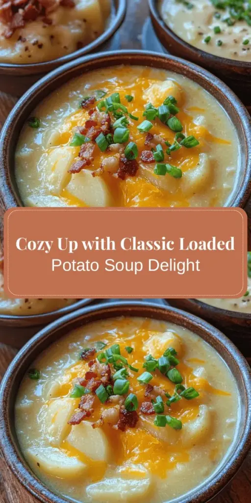 Warm up with a bowl of nostalgia! This Classic Old Fashioned Loaded Potato Soup is the perfect comfort food for chilly days. Creamy, savory, and customizable, it's packed with russet potatoes, onions, garlic, and rich toppings like bacon and cheddar. Whether you stick to the traditional recipe or put your spin on it, this soup is sure to delight. Perfect for family gatherings or cozy dinners! #LoadedPotatoSoup #ComfortFood #CozyRecipes #HomemadeGoodness #SoupLovers #FallRecipes