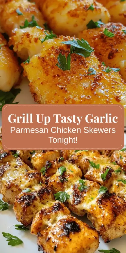 Discover the deliciousness of Garlic Parmesan Chicken Skewers, a perfect blend of flavor and simplicity! These juicy, marinated chicken skewers are packed with garlic and Parmesan, making them ideal for any occasion, from casual dinners to festive gatherings. With easy preparation and mouthwatering taste, they cater to all dietary preferences. Get grilling and enjoy these flavorful delights today! #ChickenSkewers #Grilling #Recipe #DeliciousFood #GarlicParmesan #CookAtHome #Foodie #Yummy