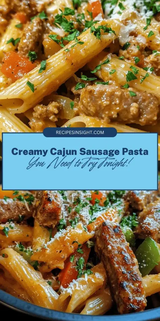 Discover the mouthwatering flavors of Creamy Cajun Sausage Pasta with this easy recipe that combines creamy goodness with spicy Cajun flair! Perfect for weeknight dinners or family gatherings, this dish can be customized to fit any dietary preference. Featuring smoked sausage, fresh veggies, and rich creamy sauce, it's a comforting meal everyone will love. Get ready to impress with this delicious and versatile pasta dish! #CajunPasta #ComfortFood #EasyRecipes #DinnerIdeas #PastaLovers