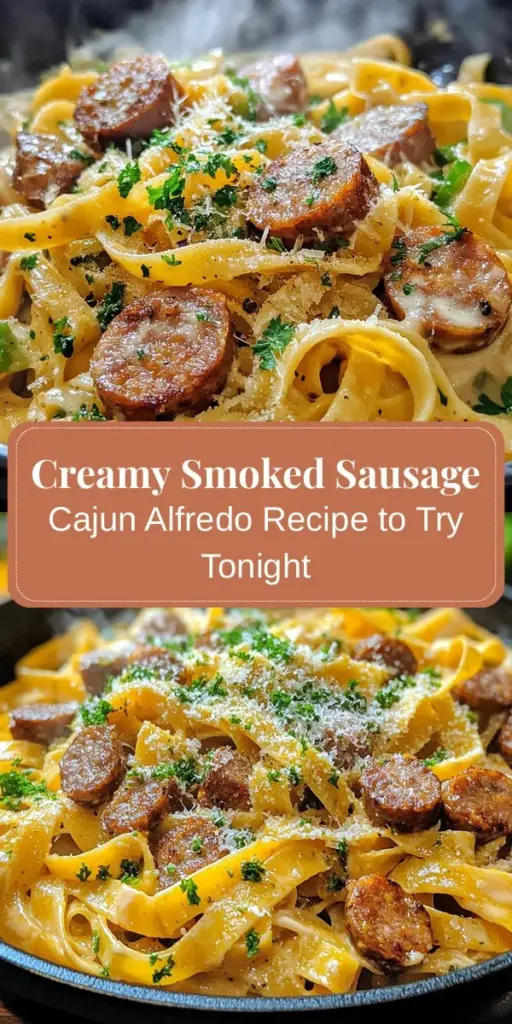 Indulge in the flavors of Louisiana with this Smoked Sausage Cajun Alfredo recipe! This creamy, spicy delight combines rich Alfredo sauce with zesty Cajun smoked sausage, creating a perfect harmony of taste that's ideal for any occasion. Quick to prepare yet impressive enough for guests, it’s a must-try for every home cook. Explore the robust world of Cajun cuisine and enjoy this delicious meal! #CajunAlfredo #SmokedSausage #PastaRecipe #ComfortFood #Cooking #Foodie