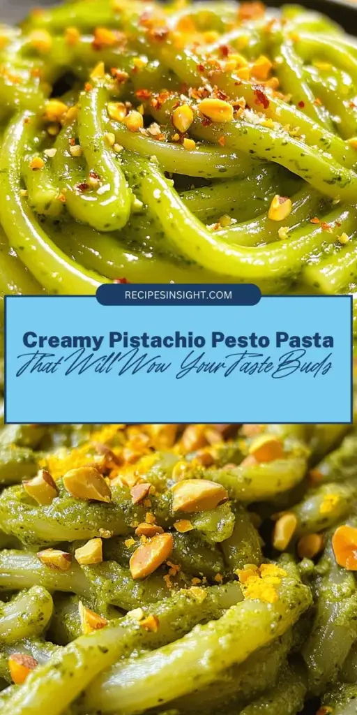 Indulge in the rich flavors of Creamy Pistachio Pesto Pasta! This delicious dish combines the nutty goodness of pistachios with creamy sauce and fresh basil for a delightful meal that's perfect for any occasion. Quick to prepare and visually stunning, it offers a unique twist on traditional pesto. Elevate your pasta night with this recipe! #PastaLovers #PistachioPesto #CreamyPasta #ItalianCuisine #CookingAtHome #FoodieFun #RecipeIdeas #DeliciousMeals