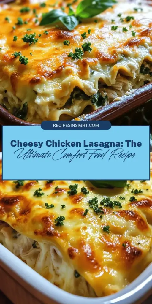 Indulge in the creamy goodness of Cheesy Chicken Lasagna Delight, the ultimate comfort food perfect for family dinners and cozy gatherings. This delicious recipe combines tender chicken, rich cheeses, vibrant spinach, and flavorful marinara, creating layers of mouthwatering goodness. Easy to prepare, it's a nutritious meal that everyone will enjoy. Make it your centerpiece for any occasion and bring warmth to your table today! #CheesyChickenLasagna #ComfortFood #FamilyDinner #Lasagna #Foodie #HomeCooking #RecipeIdeas