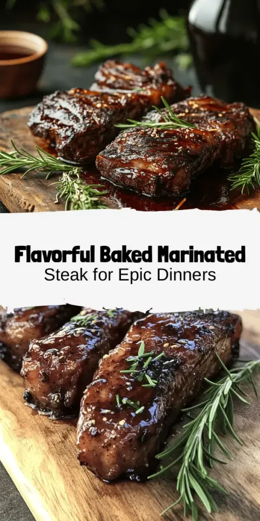 Elevate your dinner with this savory baked marinated steak recipe that guarantees tender, flavorful results. Featuring USDA Choice Ribeye, a unique marinade of soy sauce, balsamic vinegar, and spices works its magic, ensuring every bite is juicy and delicious. Great for any occasion, this dish will impress your family and friends! Get ready for a culinary journey! #SteakRecipe #MarinatedSteak #BeefLovers #HomeCooking #Foodie #DinnerIdeas #DeliciousMeals