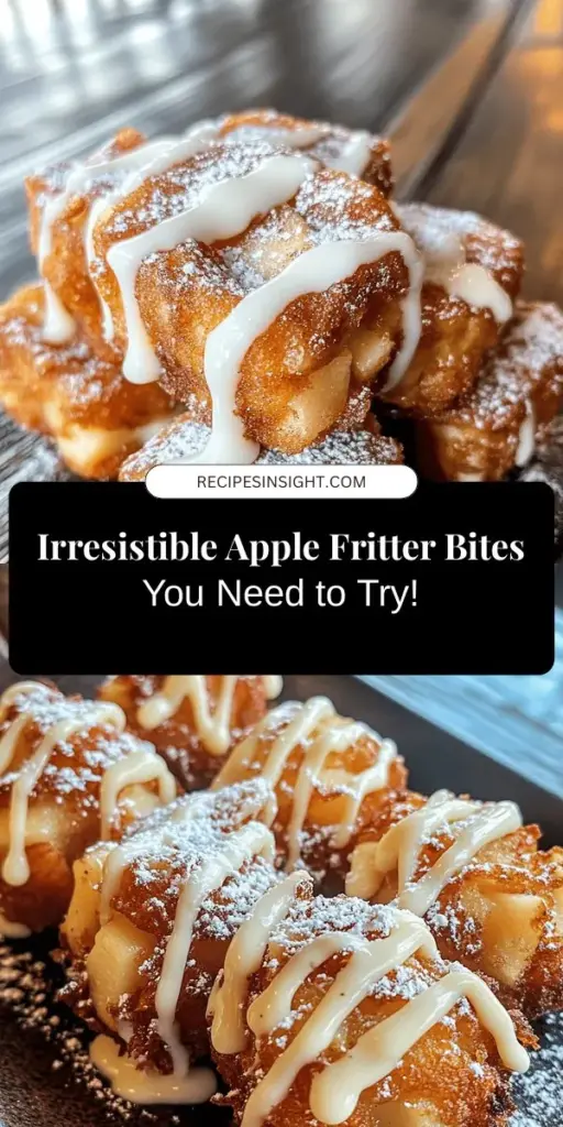 Indulge in the delightful taste of Apple Fritter Bites Delight! This easy recipe transforms traditional apple fritters into perfect bite-sized treats, ideal for snacking or sharing at gatherings. With sweet, juicy apples, warm spices, and a sugary glaze, these fritter bites are a delicious way to enjoy the comforting flavors of apple desserts. Try this fun recipe today and bring smiles to your loved ones! #AppleFritterBites #DessertRecipe #BakingFun #AppleDesserts #FoodieFaves