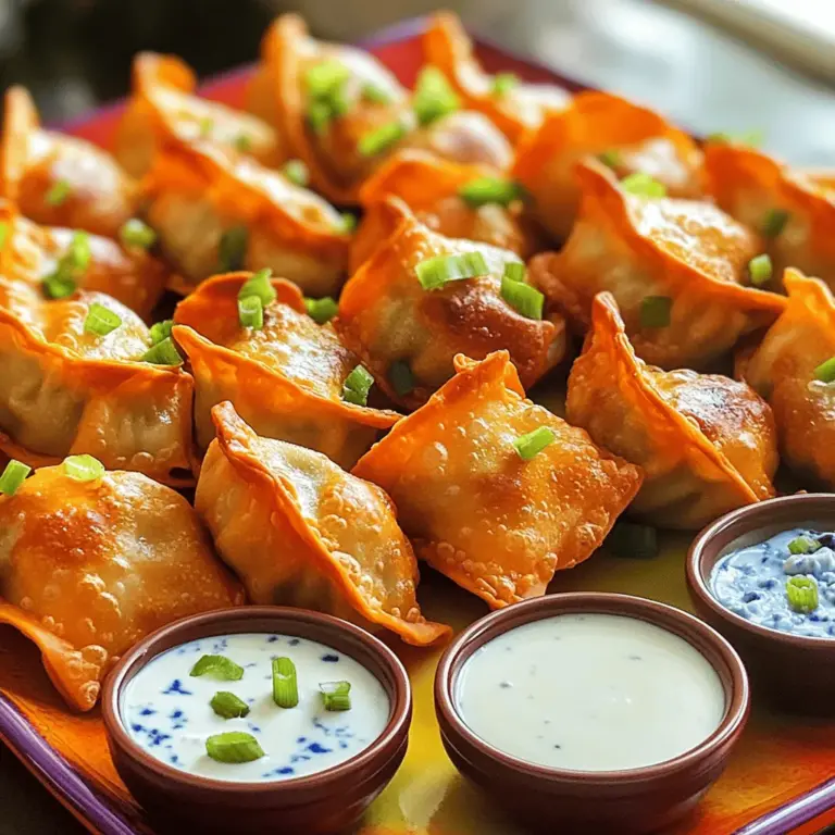 To make buffalo chicken wontons, you need a few key ingredients. The main star is cooked chicken. I like to use shredded rotisserie chicken for its flavor and ease. You will also need cream cheese. This adds richness and helps bind the filling.