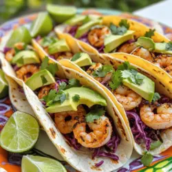 The key ingredients for Bobby Flay's shrimp tacos include fresh shrimp, spices, and toppings. Use one pound of large shrimp. Peel and devein them before cooking. The spices you need are smoked paprika, cumin, garlic powder, cayenne pepper, salt, and pepper. Olive oil helps the spices stick to the shrimp. You also need small corn tortillas, red cabbage, avocado, cilantro, and lime.