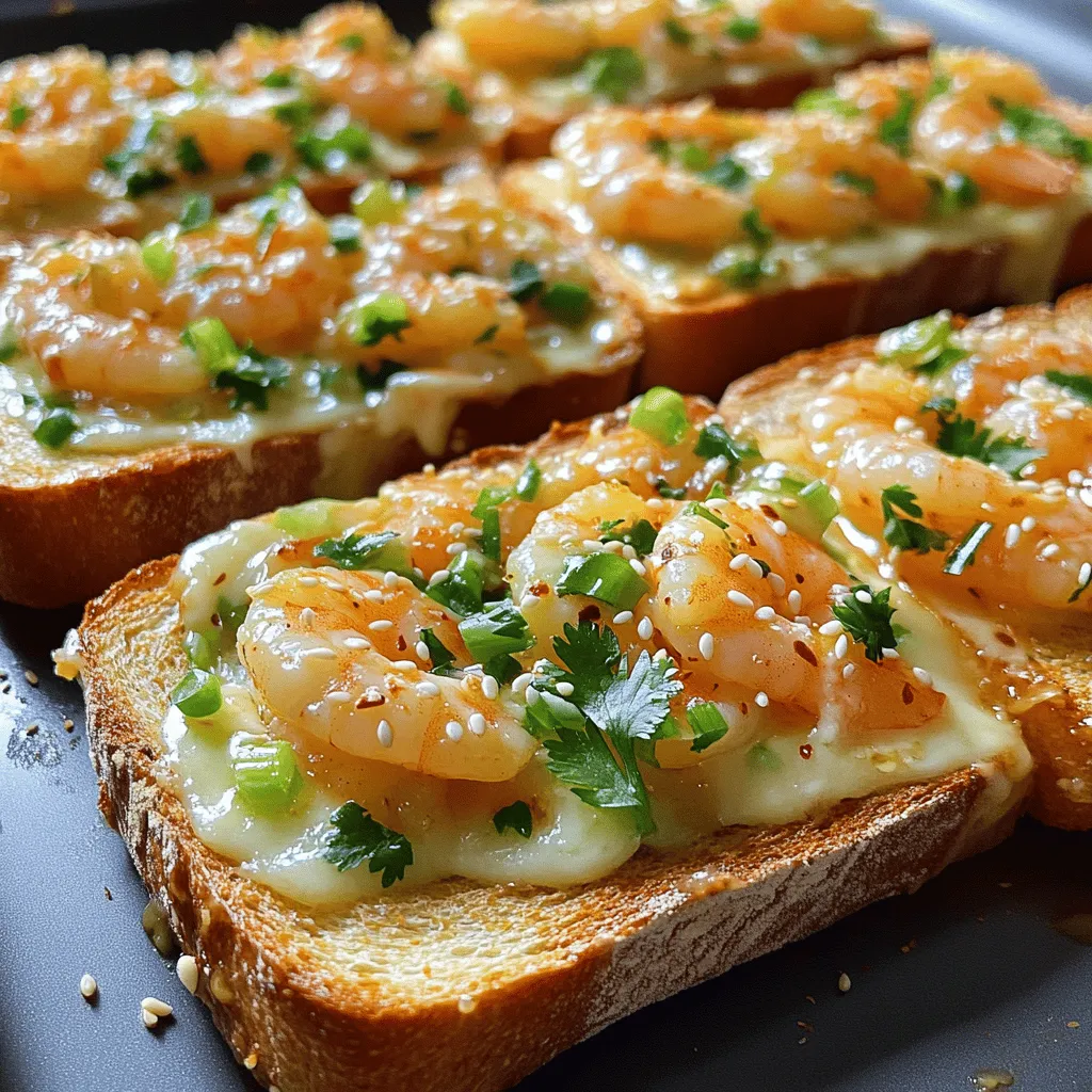 To make a great baked shrimp toast, you need fresh and tasty shrimp toast ingredients. The key items include raw shrimp, cream cheese, and bread. For the shrimp, I like to use large, raw shrimp, peeled and deveined. This makes for a nice bite and great flavor. You can find shrimp in the seafood section of your grocery store.