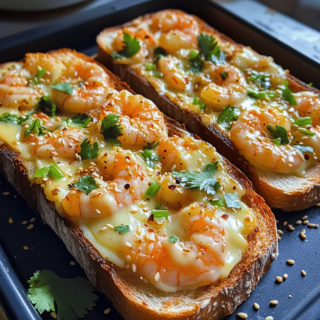 To make a great baked shrimp toast, you need fresh and tasty shrimp toast ingredients. The key items include raw shrimp, cream cheese, and bread. For the shrimp, I like to use large, raw shrimp, peeled and deveined. This makes for a nice bite and great flavor. You can find shrimp in the seafood section of your grocery store.